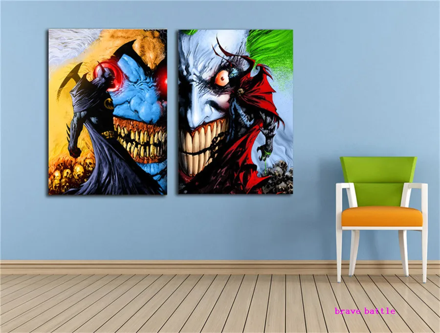 Бэтмен Vs Spawn 2 шт. холст картина печать гостиная домашний декор Современное