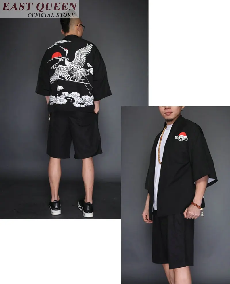 Японское кимоно yukata kimino haori кардиган мужской kimino халат для мужчин черный принт японский Топ Haori Япония Одежда FF376 A