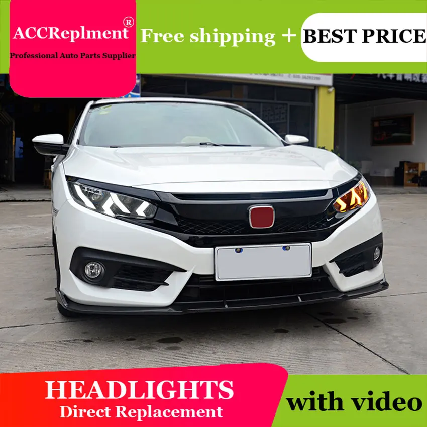 Автомобильный Стайлинг для Honda Civic светодиодный головной светильник s 2016 2019 фара