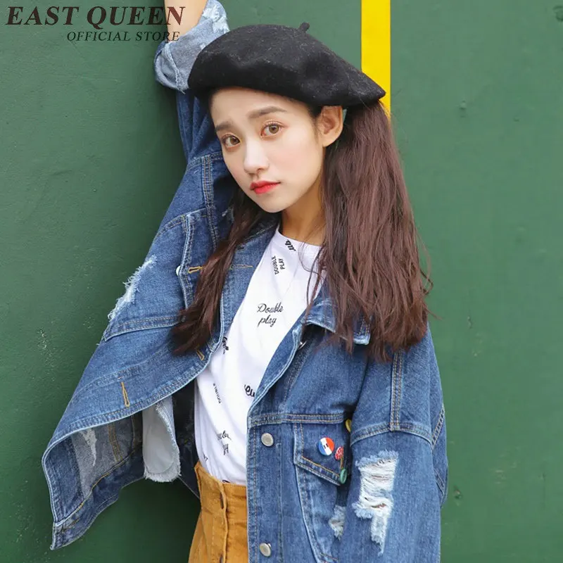 

Ripped denim jacket jean jacket 2018 women Autumn Long Ripped Denim Jacket Women AA2990 Y