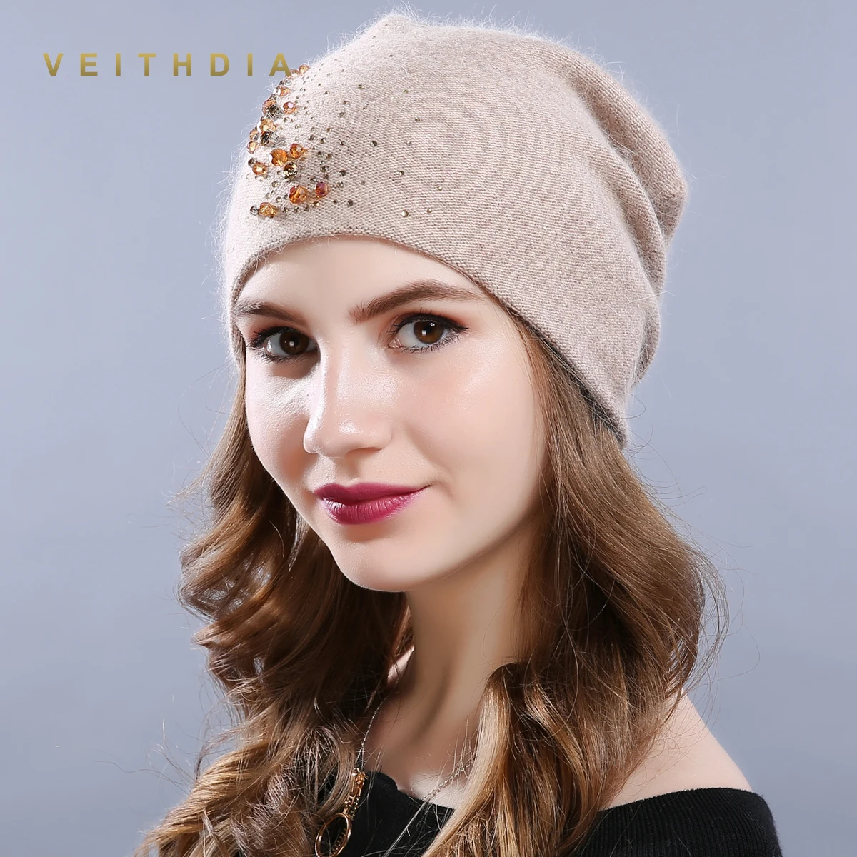 Женские кашемировые шапки VEITHDIA повседневные плотные двухслойные вязаные для
