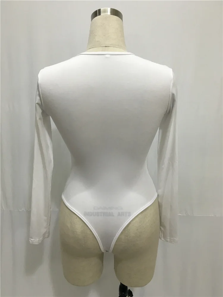 Для женщин с длинным рукавом боди Сексуальные шею Одна деталь Bodycon комбинезон