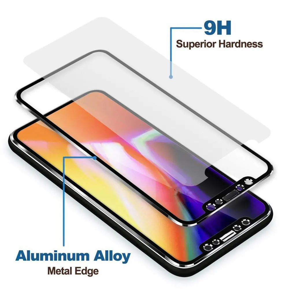 Закаленное стекло для iphone 6 7 8 Plus 5 5S SE полная защита экрана 3D алюминиевый сплав X XS