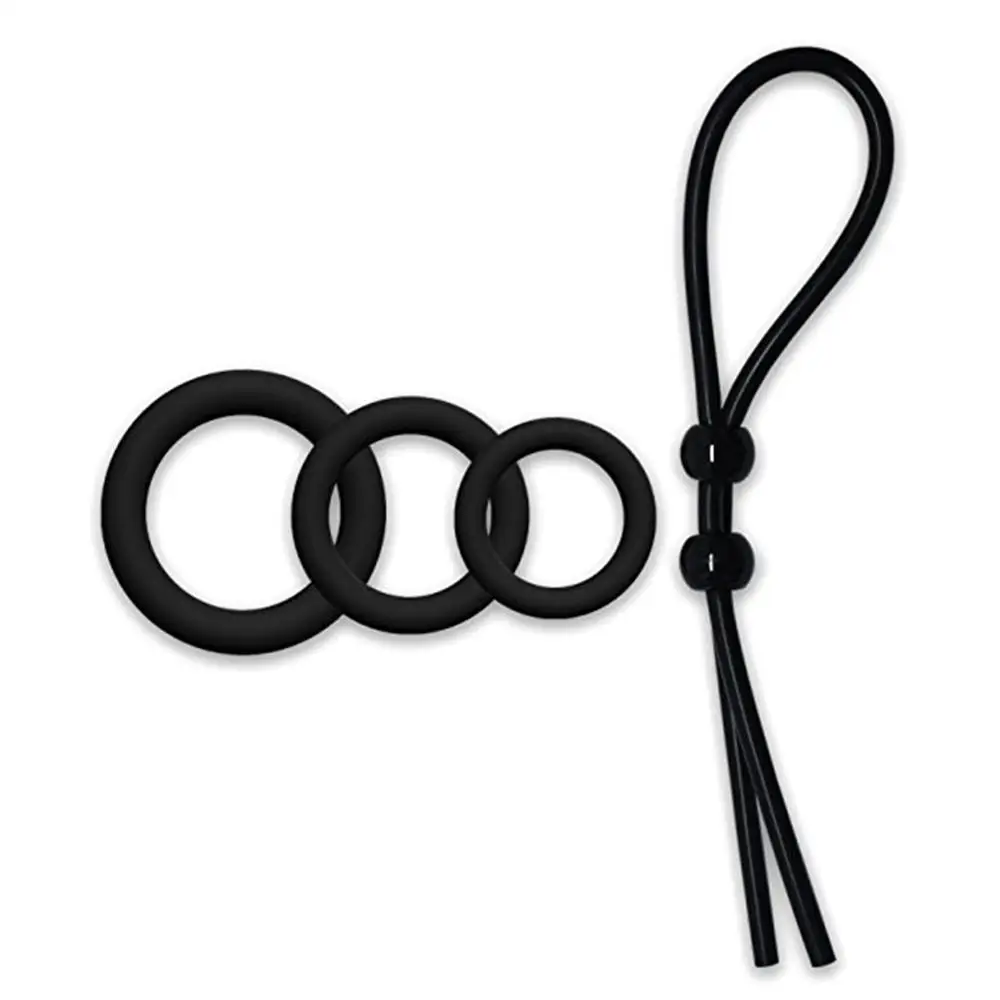 Набор из 4 колец для пениса-3 кольца и 1 регулируемая петля пениса-улучшающая
