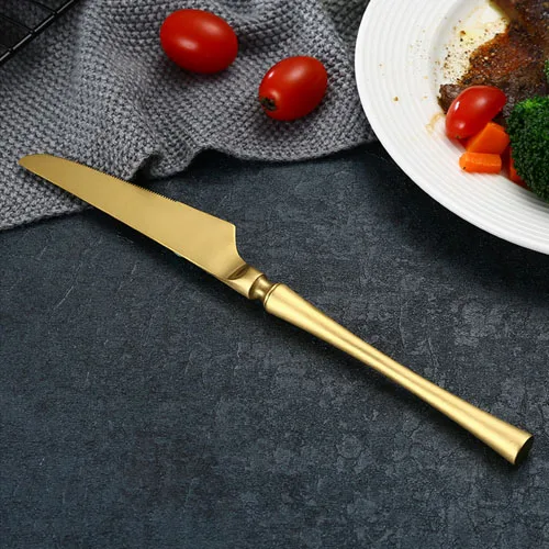Golden Knife Новинка, благородная посуда GH, нож, вилка, столовые приборы, розовый, золотой, серебряный, черный, набор посуды, кухонные столовые инструменты для еды, кофе, десерт - Цвет: Golden Knife