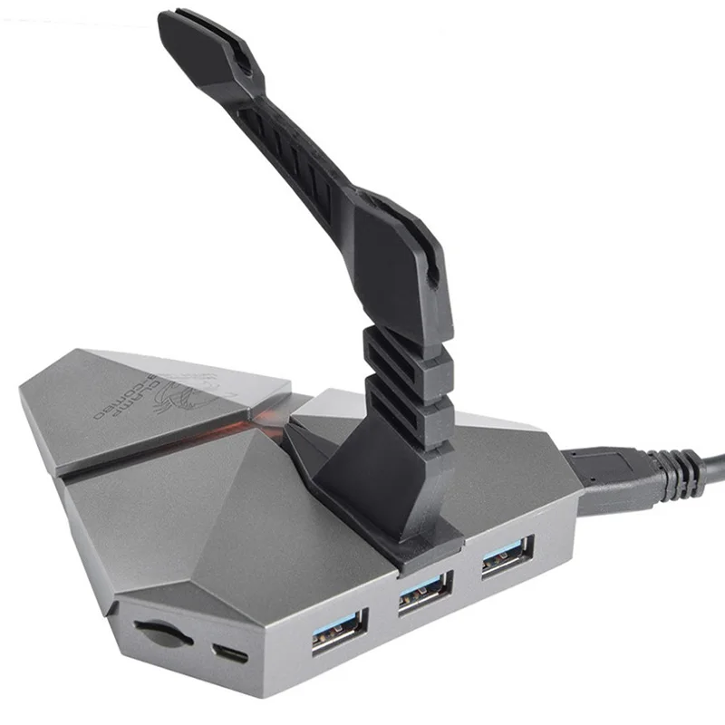 Silver USB Hub Usb-хаб Горячая линия гибкая мышь Банджи шнур зажим проводная мышь и кардридер многофункциональный зажим для мыши Подсветка USB 3,0 концентраторы F1 - Цвет: Silver USB Hub