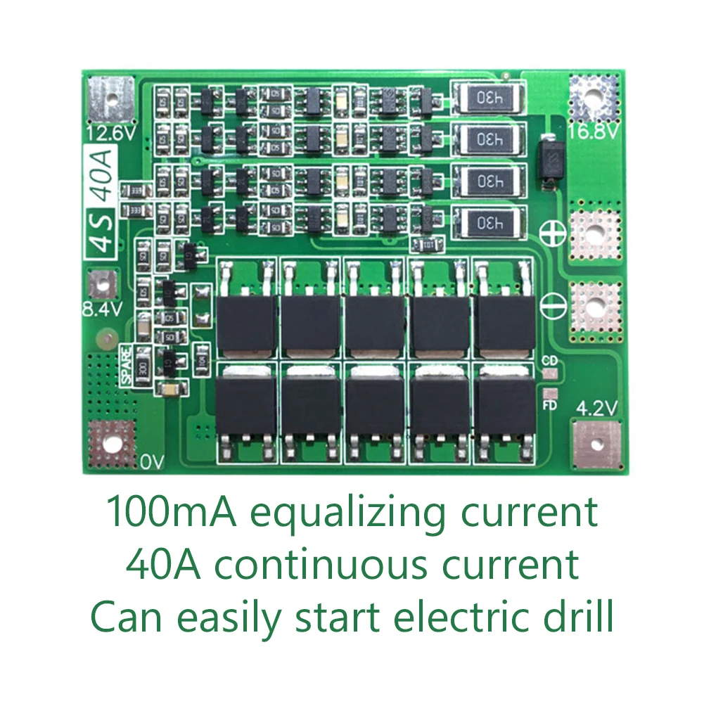 4S 40A 4S40A BMS 14,8 V 16,8 V 18650 26650 литий-ионная батарея Защитная плата PCB с сбалансированной версией для сверла 40A ток