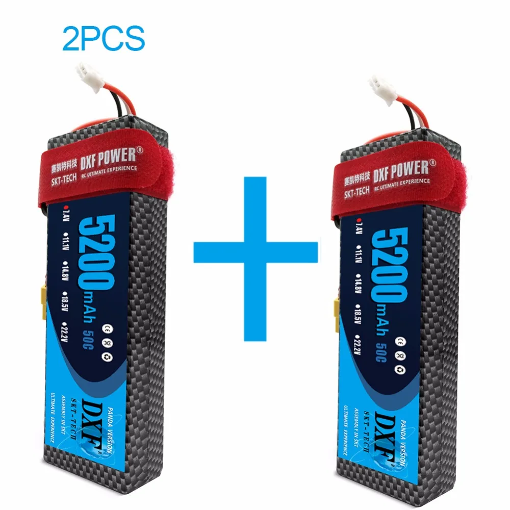 2 шт. DXF 2S 7 4 V 5200mAh 50C LiPo батарейный блок for1: 10 RC Evader BX Car Truck радиоуправляемая