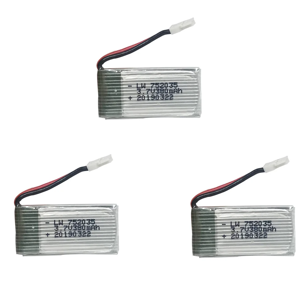 Lipo батарея для Hubsan X4 H107 H107L H107D JD385 JD388 3,7 в 380 мАч батарея для радиоуправляемого вертолета игрушка часть 752035 3,7 в