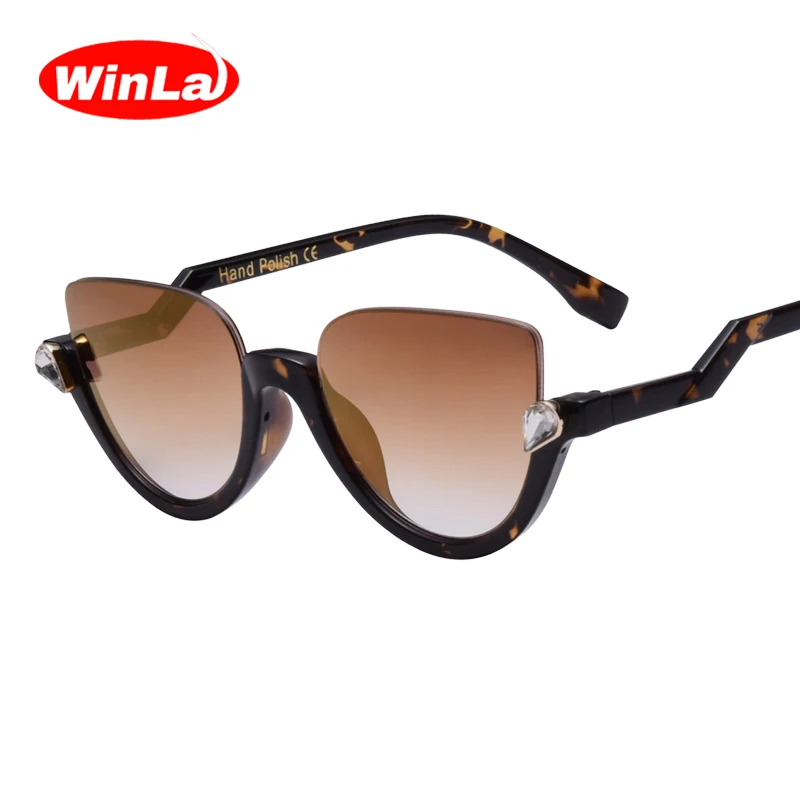 Winla солнцезащитные очки полуоправы Модные Роскошные Алмазные Солнцезащитные