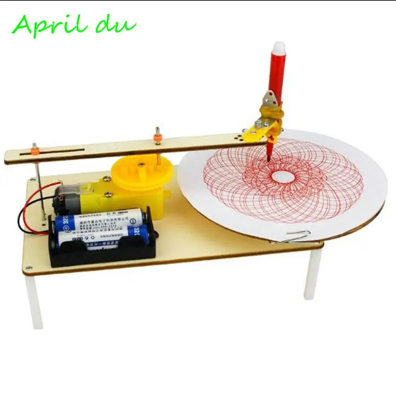 

April Du DIY Electric Plotter Drawing Robot Kit Physics Scientific Experiment Set Creative Inventions Assemble Model Toy Kids