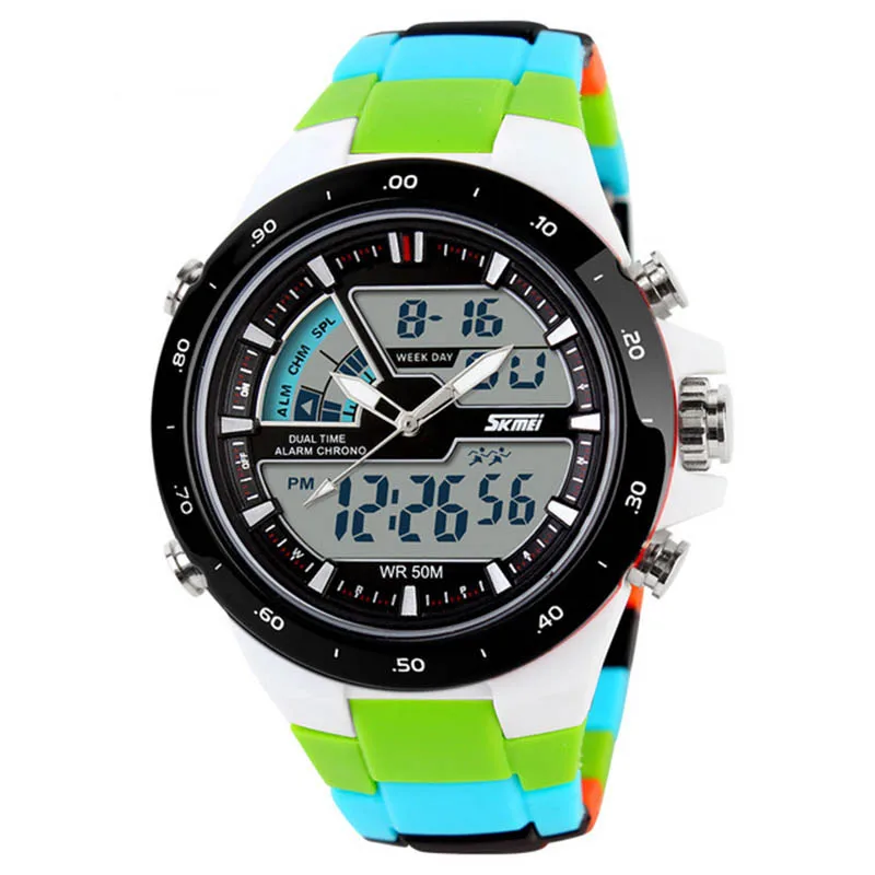 Green Color Band Мужские спортивные часы Военные повседневные спортивные мужские часы водонепроницаемые силиконовые часы мужские S Shock Relogio Masculino SKMEI 1019 - Цвет: Green Color Band