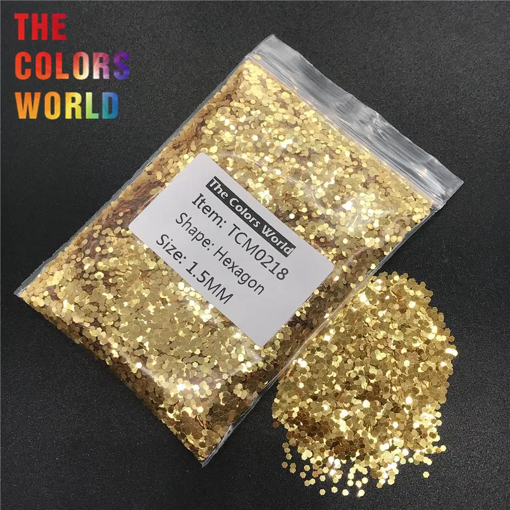 TCM0218 Золотой металлический блеск гексагональной формы глиттер для ногтей, декорации искусства макияжа, росписи хной, ручной работы материал для творчества.