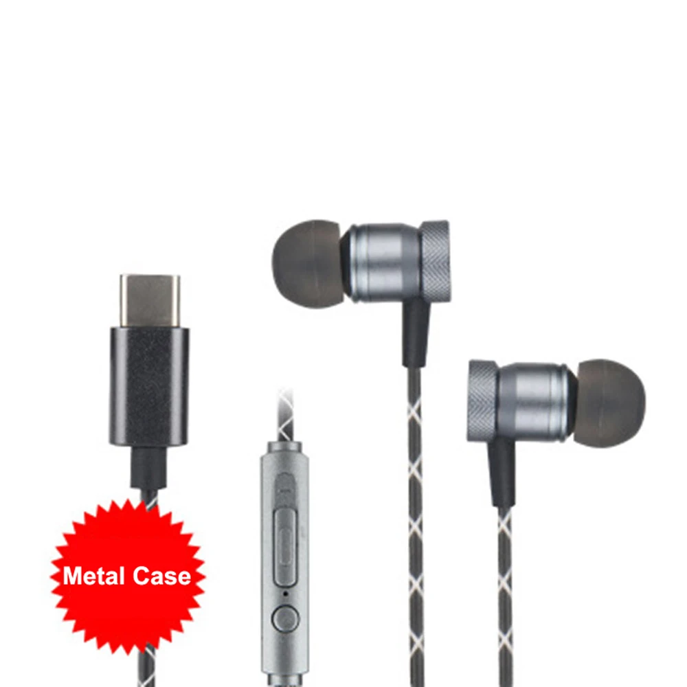 USB Typec наушники для Auriculares Xiaomi huawei mate 20 Pro P30 в ухо голову Телефон с микрофоном Hifi бас гарнитура для samsung USB C - Цвет: Silver