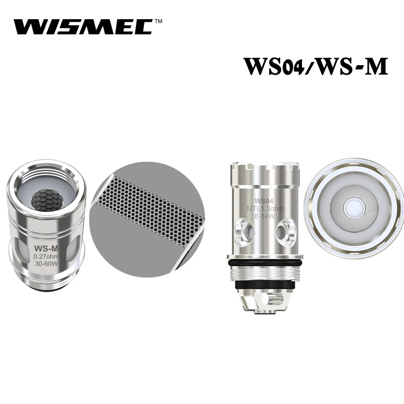 5 шт./лот Оригинал Wismec WS04 MTL катушка 1.3ohm / WS M 0.27ohm испаритель головки для извилистых