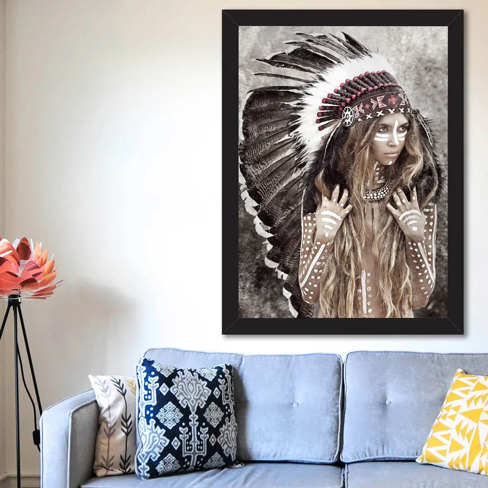 Cherokee фотография девушки американские индейцы фигурка пера картина современные