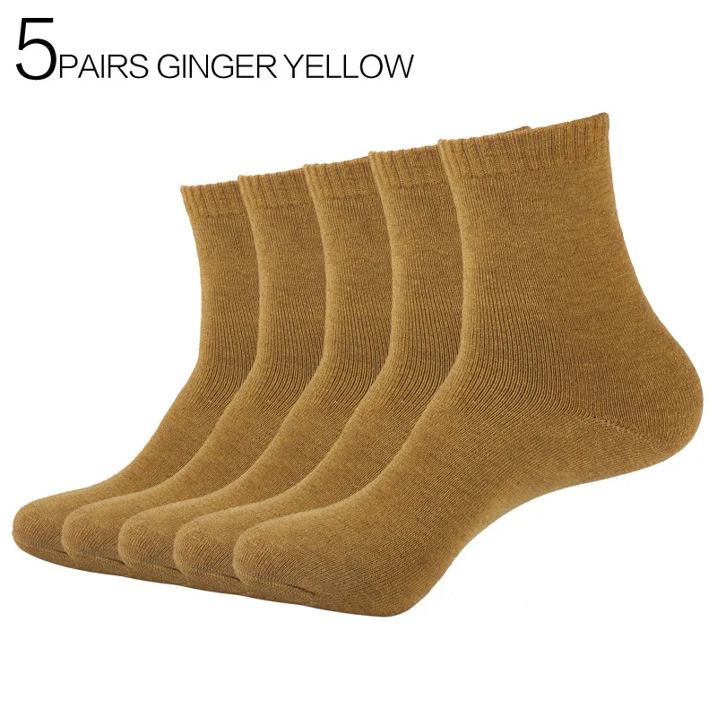5Pair Ginger Yellow 5 пар/лот Eur39-44 мужские зимние толстые махровые бизнес хлопковые носки мужские высококачественные модные теплые носки s345 - Цвет: 5Pair Ginger Yellow