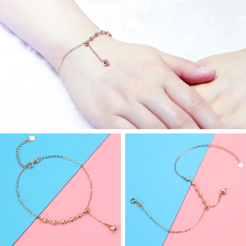 

Pure AU750 Rose Gold Heart Link Bracelet 1.85g