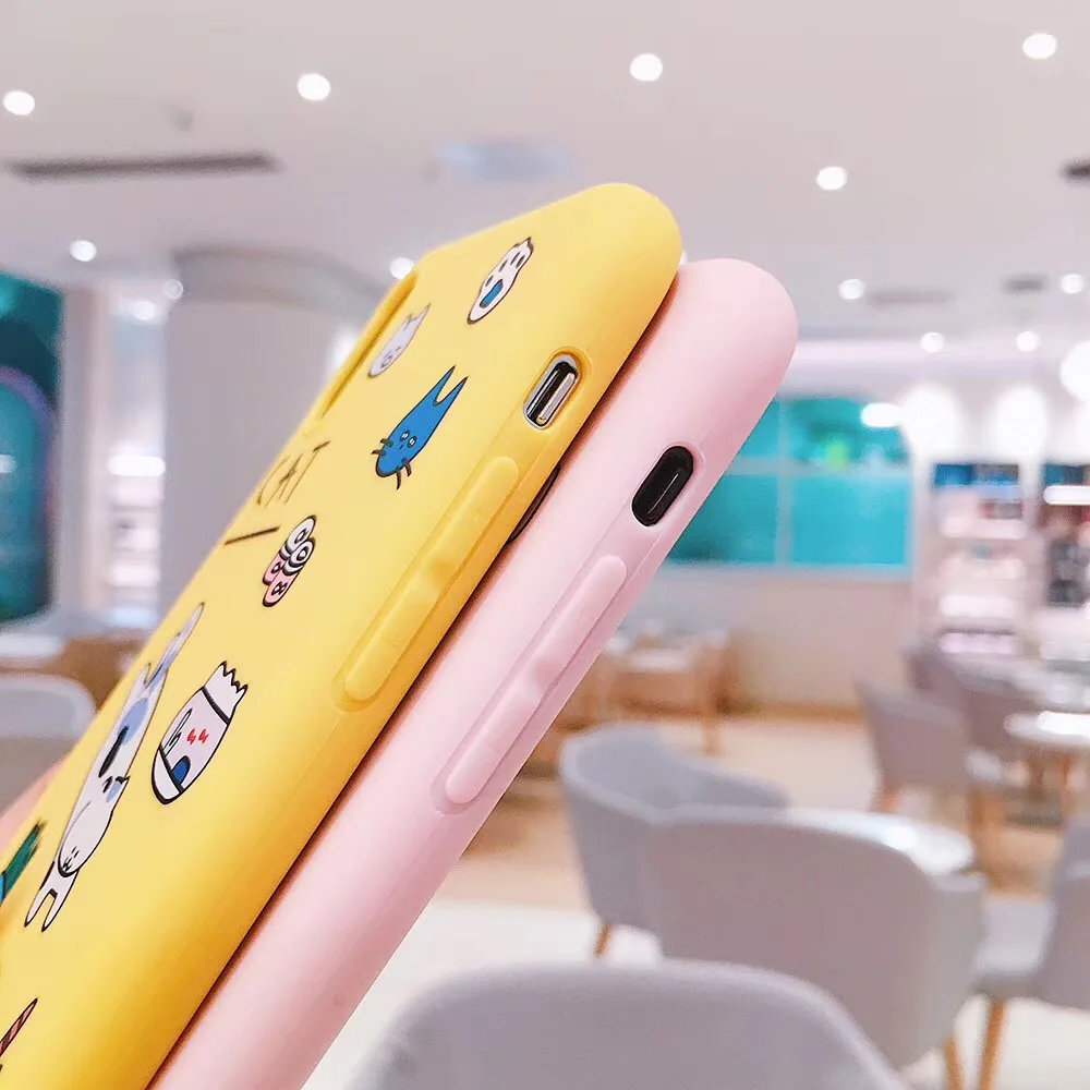 Fashion Cute cartoon candy color cat cover cases for iPhone 6 6splus 7 8plus X Xr Xs MAX soft TPU phone back shell Coque |