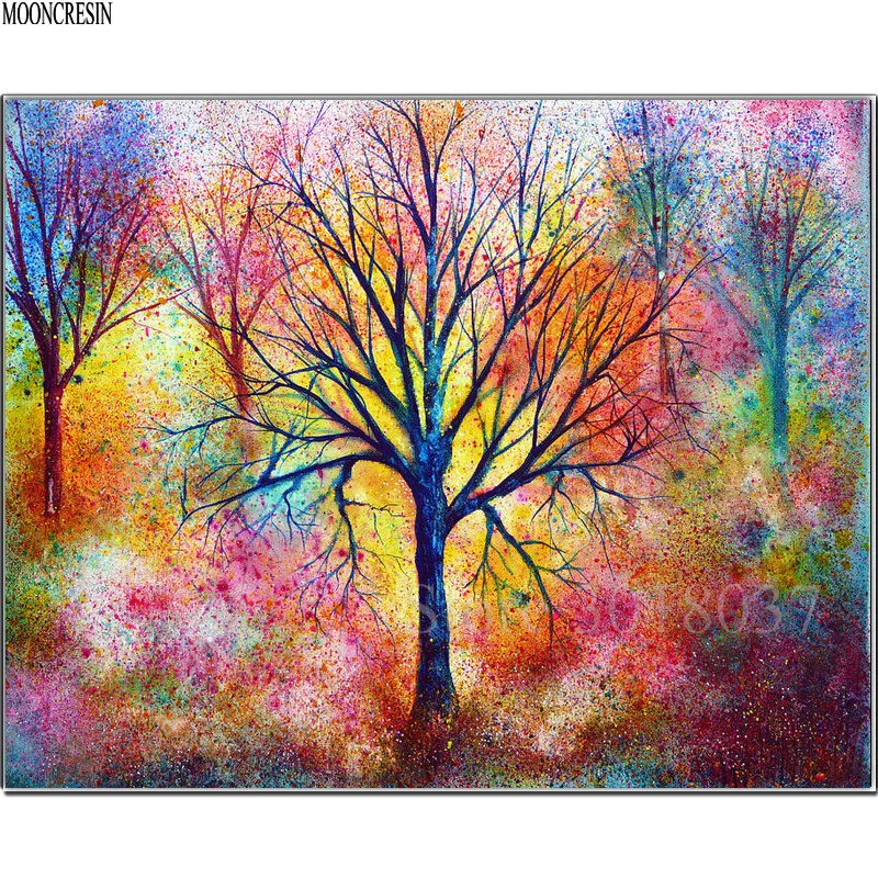 5D Diy Diamond Painting Cross Stitch Autumn Multicolored Forest Needlework Embroidery Full Round Mosaic Decoration Resin | Дом и сад