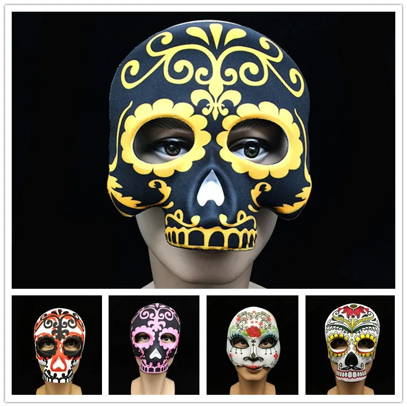 1pc Characters Women/Men Retro Printed Full Face Half Skull Head Ghost Dance Mask Party Grand Event/Halloween Prop | Дом и сад