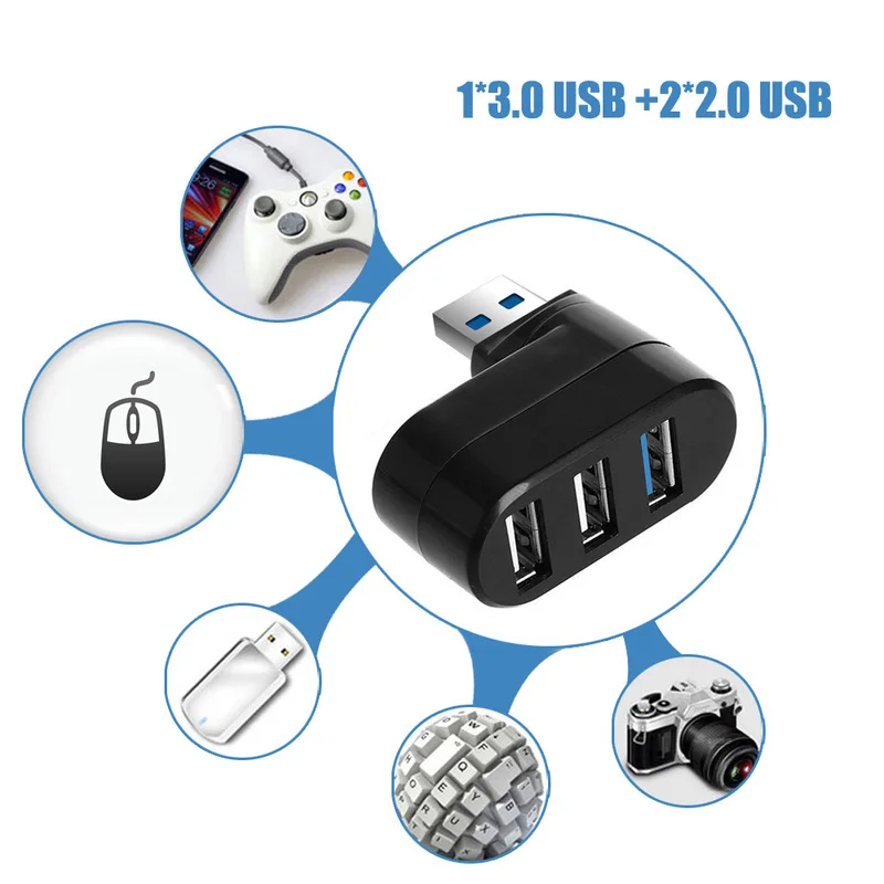 Вращающийся высокоскоростной 3 порта USB концентратор 2 0 сплиттер адаптер для