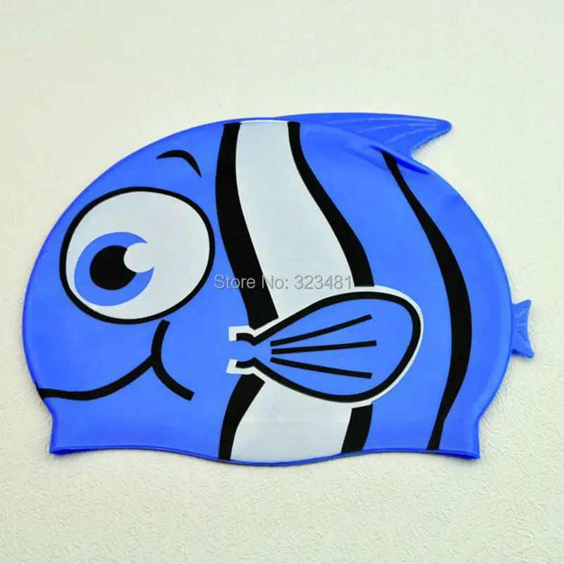 

Lovely Cartoon Shark Fish Children Swimming Cap Kids Swimming Pool Training Silicone Diving Swim Cap bone bonnet de bain
