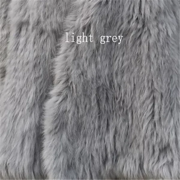 light grey SF0013 натуральная качественная куртка с кроличьим мехом/ручная вязка с натуральным кроличьим мехом Женская зимняя меховая куртка s - Цвет: light grey