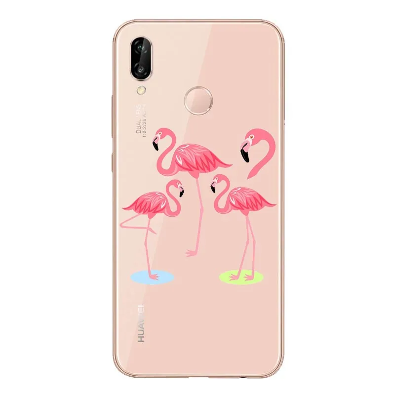 LISHE цветной чехол для телефона с Фламинго мягкий мобильного Huawei P6 P7 P8 P9 P10 P20LITE 2017 P8L
