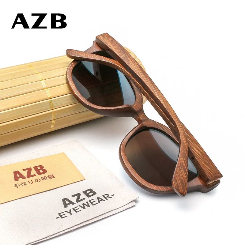 Солнцезащитные очки AZB зеркальные деревянные для мужчин и женщин