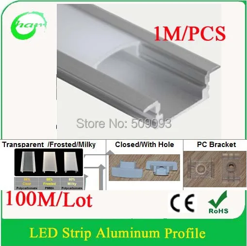 1 м утопленные алюминиевые профили для потолка/стены света 100 м/лот длина может