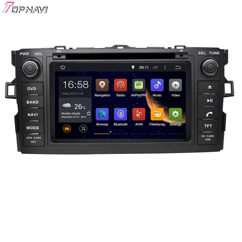Topnavi четырехъядерный Android 6 0 Автомобильный DVD проигрыватель для TOYOTA AURIS/COROLLA