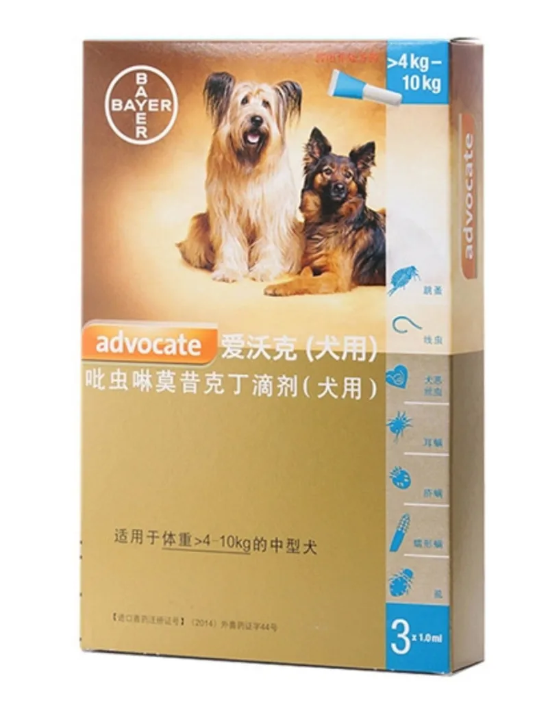 DOG 4-10kg 1.0ml Bayer защитника преимущество мульти K9 Advantix блохи, клещей и комаров предупреждения для кошки и собаки - Цвет: DOG 4-10kg 1.0ml