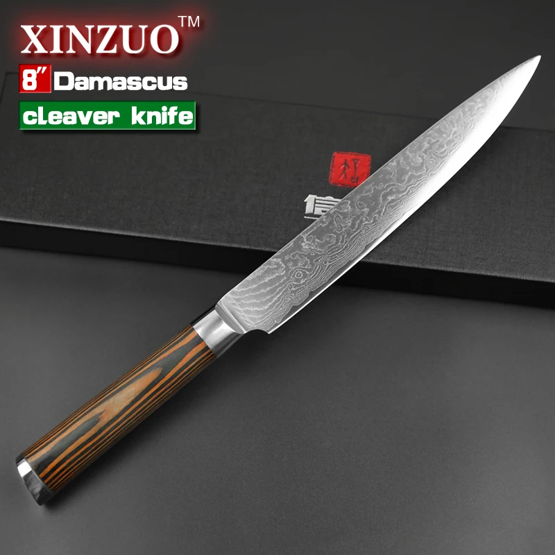 Нож Мясницкий XINZUO 8 дюймов японские кухонные ножи ручной работы 67 слоев дамасский