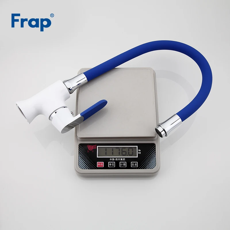 

Frap Silica Gel Nose Multi-color handle cover Any Direction Kitchen Faucet Cold and Hot Water Mixer White Spray paint F4034F7253