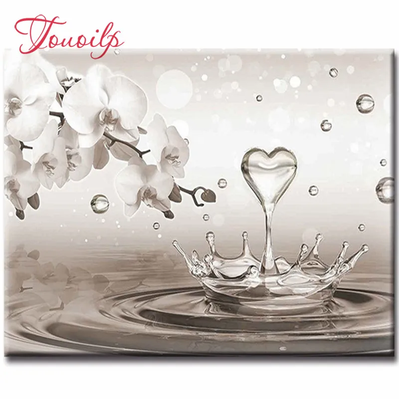 Алмазная мозаика с белыми цветами 5d алмазная живопись своими руками вышивка