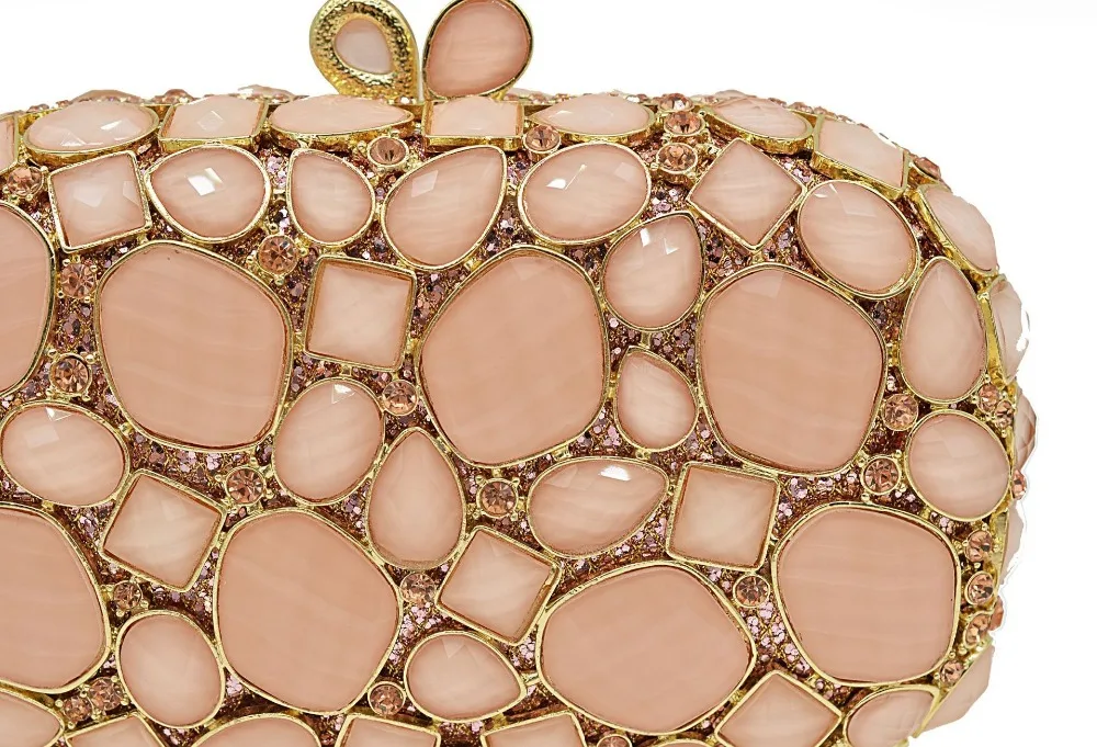 

pink Hollow Out Hard Case box gift Diamond Luxury Handbags Women Evening Wedding Party Clutch Minaudiere crossbody messenger Bag