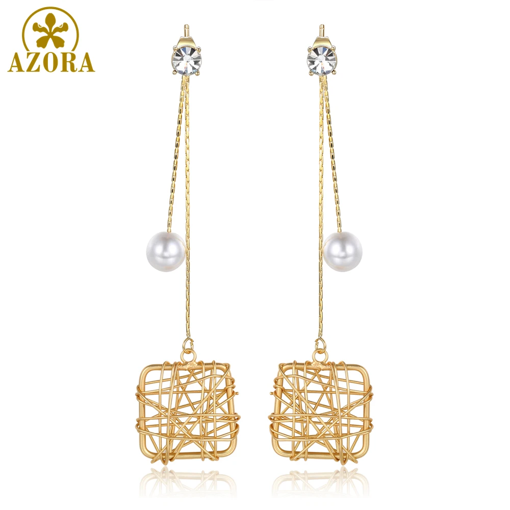 AZORA Luxury Pear Cut Red Cubic Zirconia Big Long Gourd Drop Earrings for Women Wedding Engagement Fashion Jewelry Gift TE0393-1 | Украшения