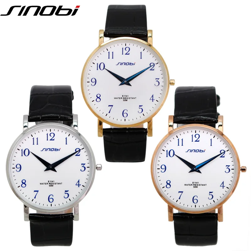 SINOBI Кварцевые часы для мужчин кожаный ремешок Высокое качество Relogio Masculino 2019