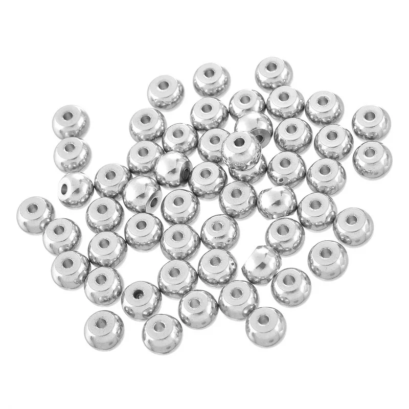 Stainless Steel Solid Round Beads For Fashion Jewelry Finding Making &amp Necklace Bright Silver Color 20PCs/50PCs | Украшения и