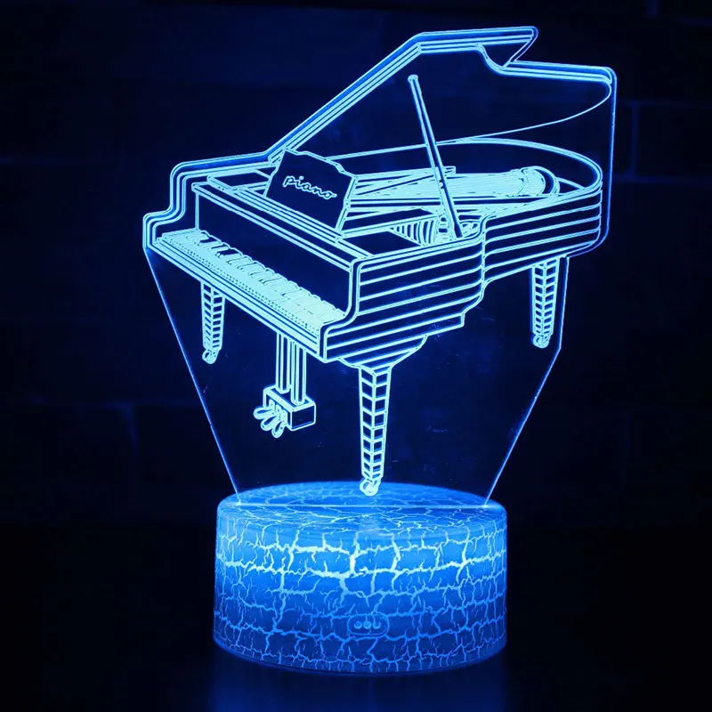 

Music instrument piano theme 3D Lamp LED night light 7 Color Change Touch Mood Lamp Christmas present Dropshippping