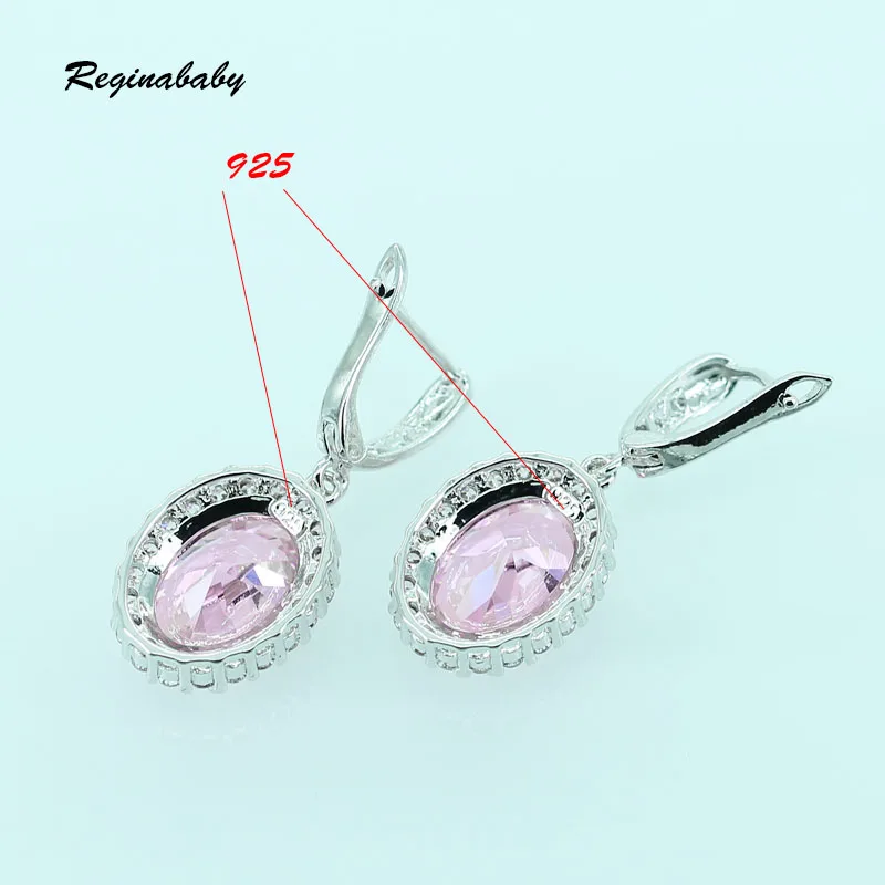 Reginababy Silver color Pink White zircon Jewelry Sets For Women Crystal Necklace/Earrings/Bracelets/Rings/Pendant | Украшения и