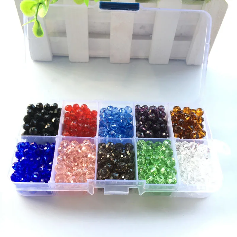 10 цветов Набор стеклянных хрустальных бусин набор 6 мм смешанный материал Diy