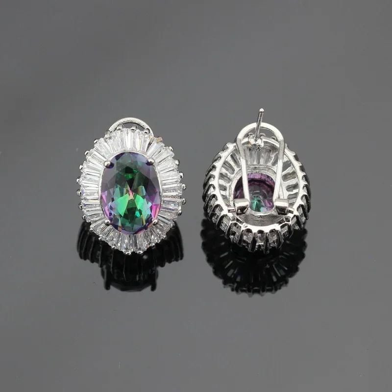 Набор свадебных украшений серебряного цвета для женщин разноцветное Радужное