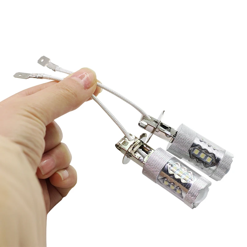 Cawanerl 1 пара H3 80 Вт светодиодный ная лампа 1800 лм 16 SMD 6000K белая автомобисветильник