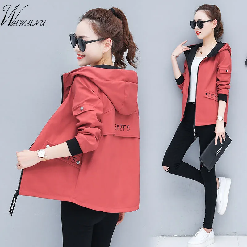 Ветровка с капюшоном и длинным рукавом для мам Женская длинная куртка большого