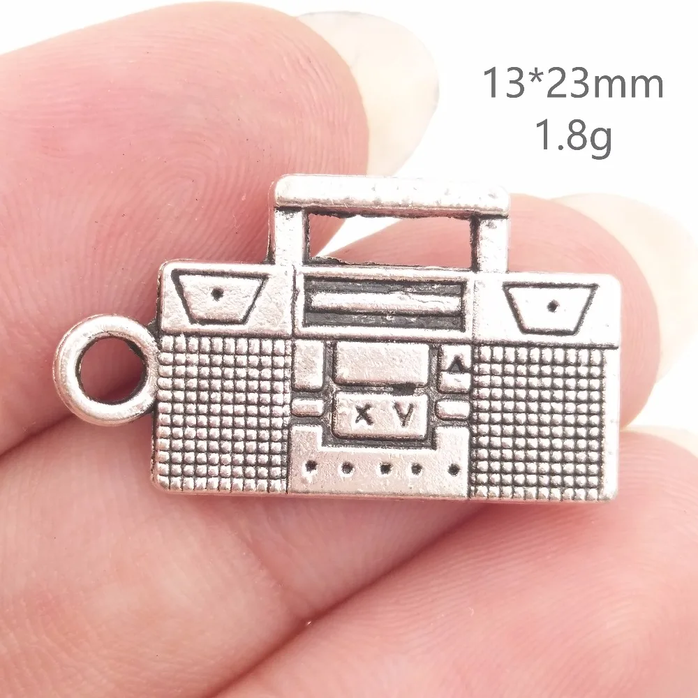 BULK 30 Zinc Alloy Boombox Radio Charms Antique Silver Plated Classc Collection DIY Bracelet Jewelry Making 13*23mm 1.8g | Украшения и