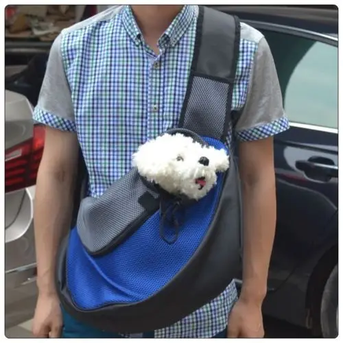 Pet Carrier Кошка Щенок маленькое животное собака Перевозчик Слинг Передняя сетки путешествия тотализатор сумка Рюкзак ПЭТ миску силикона дополнительно SL - Цвет: Blue