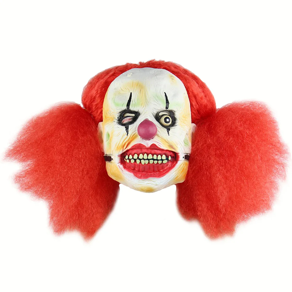 Хэллоуин ужасная маска с париком страшно Pennywise Clown анфас взрослых Маска латекс