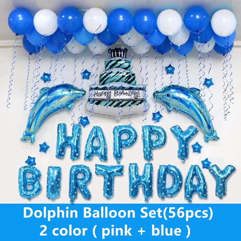 56 шт. вечеринки по случаю Дня Рождения Дельфин воздушный шарик из фольги в форме